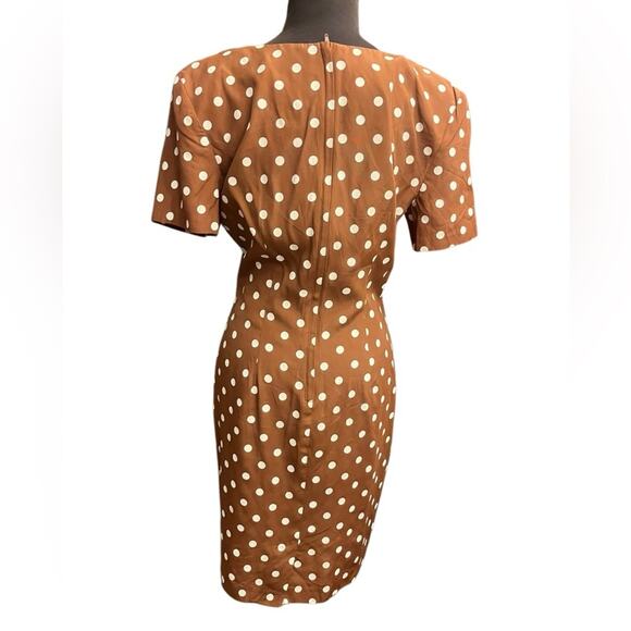 Vtg Polka Dot Pretty Woman Ladylike Modest Sheath Dress Size M Soft Coquette - Picture 4 of 7